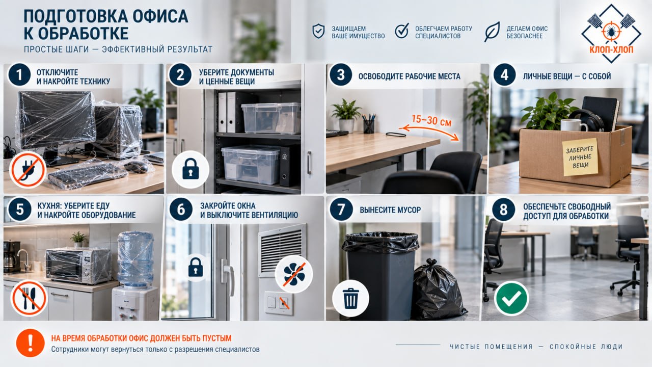 Подготовка офиса к обработке: изоляция техники, документов и рабочих мест
